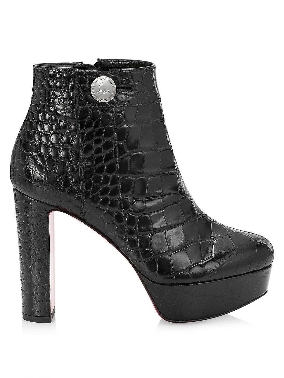 Christian Louboutin Janis Croc-Embossed Leather Platform Ankle Boots | Saks Fifth Avenue