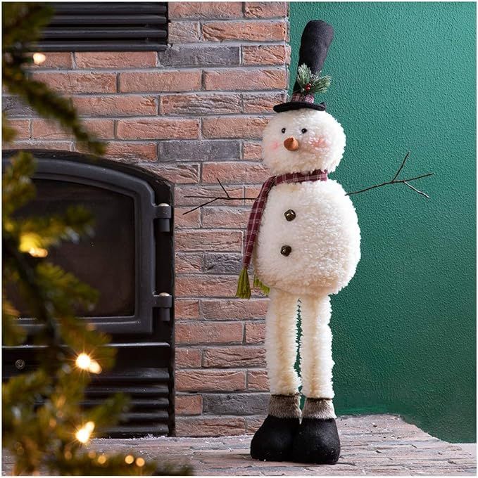 glitzhome 23" H/37 H Telescoped Fabric Christmas Snowman Standing Figurine for Porch Décor or Ta... | Amazon (US)