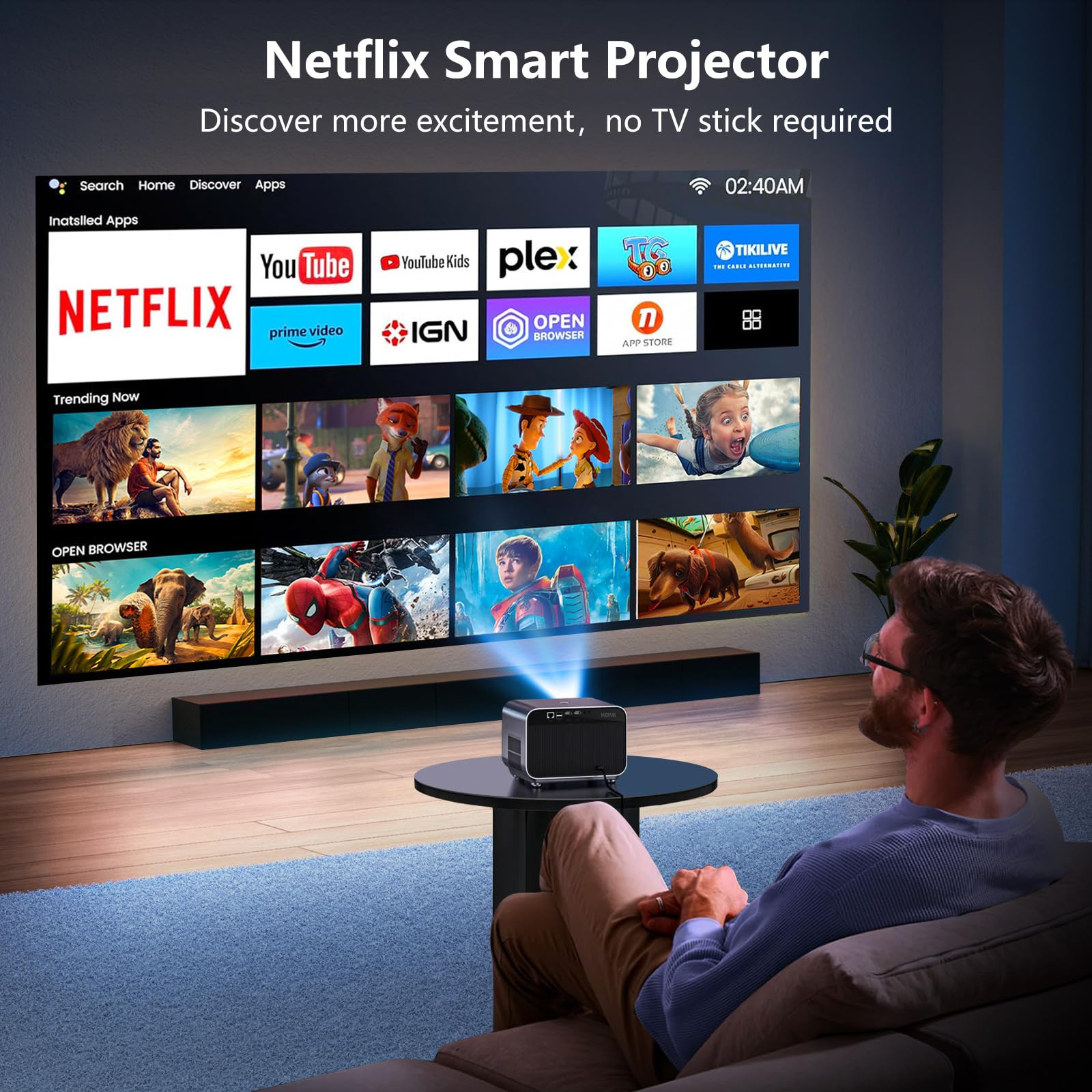 [Netflix Certified & Auto Focus] Smart 4K Projector, VGKE 900 ANSI Full HD 1080p WiFi 6 Bluetooth... | Amazon (UK)