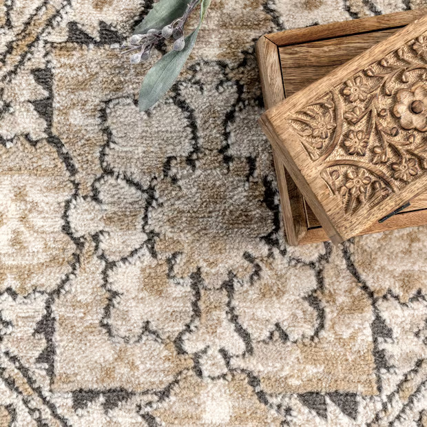 Beige Brianna Medallion Vines 8' x 10' Area Rug | Rugs USA