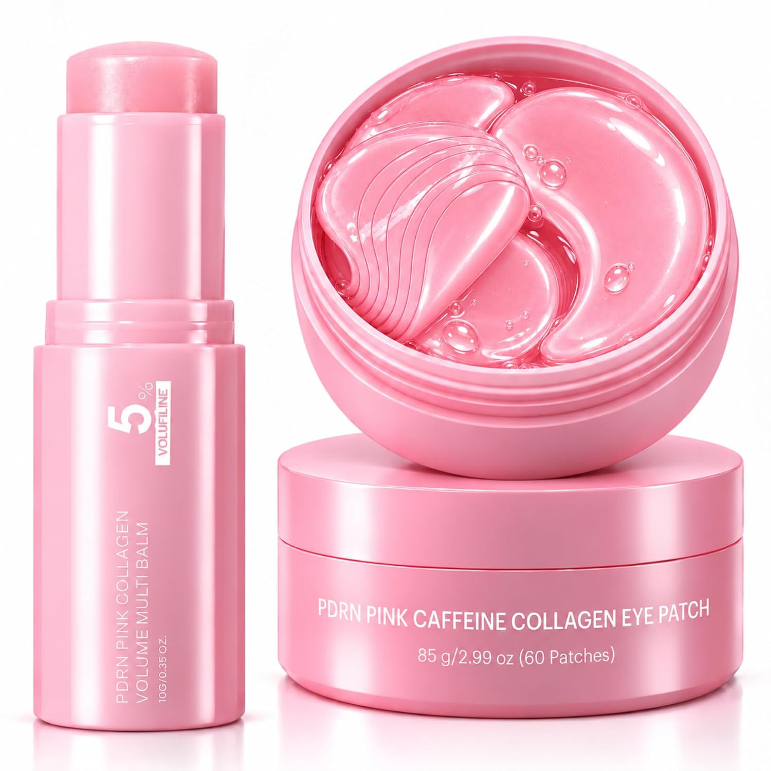 PDRN Pink Collagen volume Multi Balm Stick+Collagen Under Eye Patches Set 1 | Amazon (US)