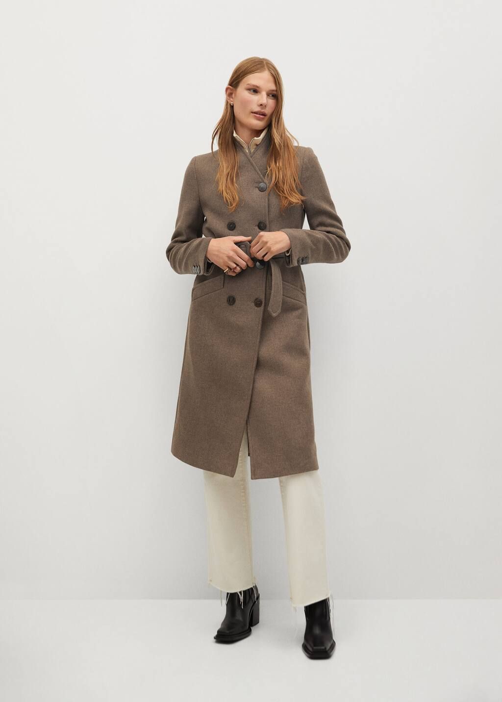 Wool double-breasted coat | MANGO (US)