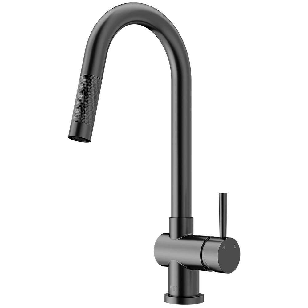 Gramercy Single-Handle Pull-Down Sprayer Kitchen Faucet in Graphite Black | The Home Depot