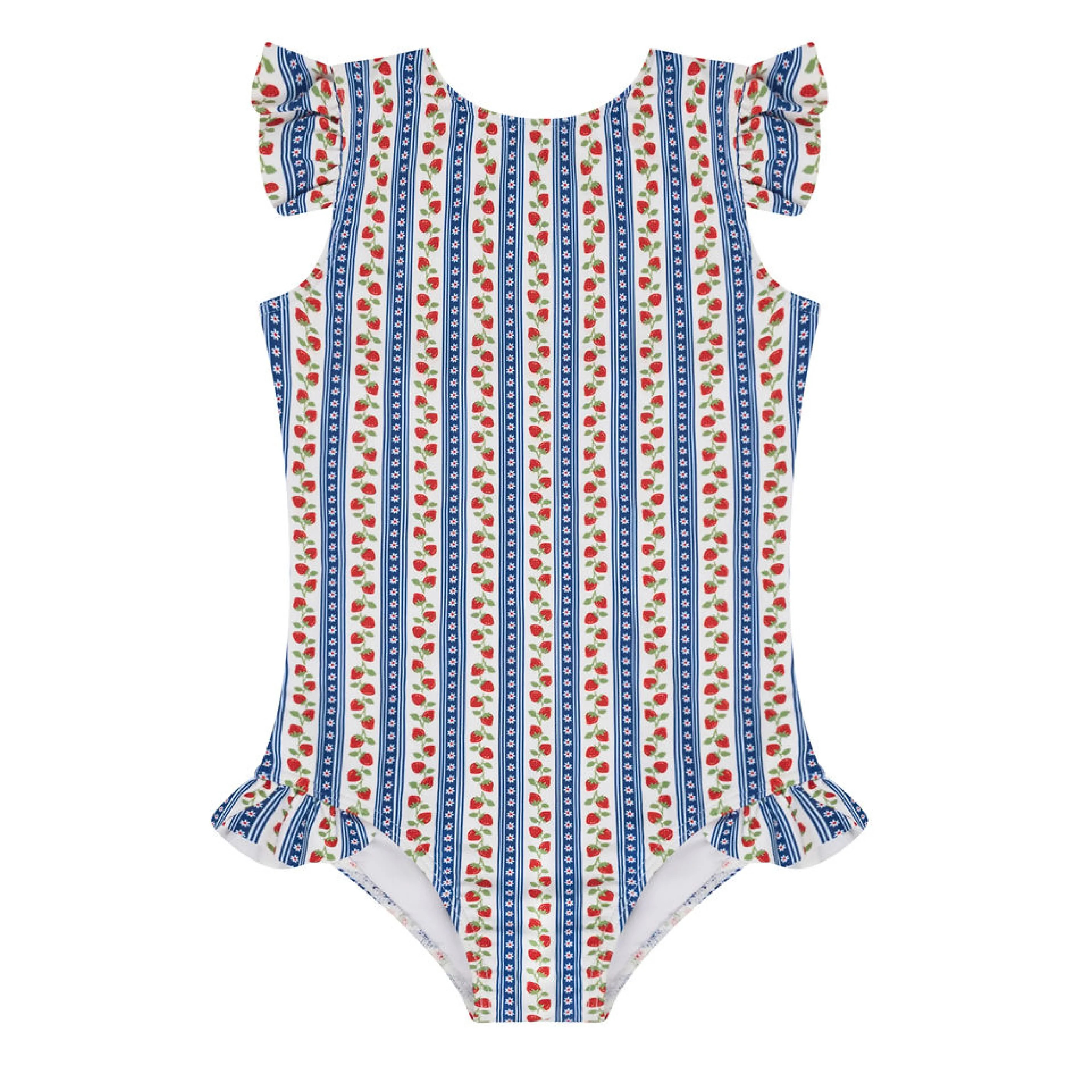 girls strawberry patch ruffle cap sleeve one piece | Minnow