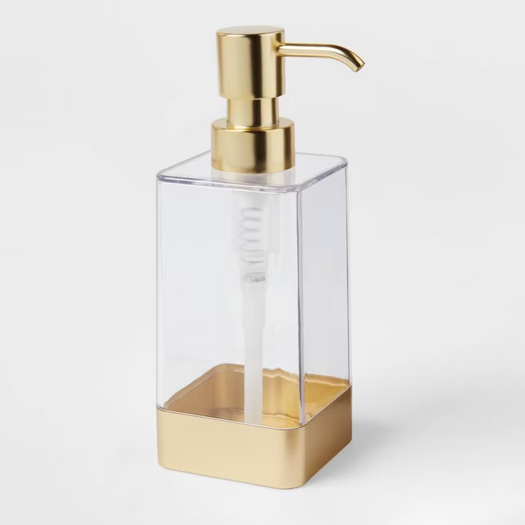 Square Soap/Lotion Dispenser Gold/Clear - Room Essentials™ | Target
