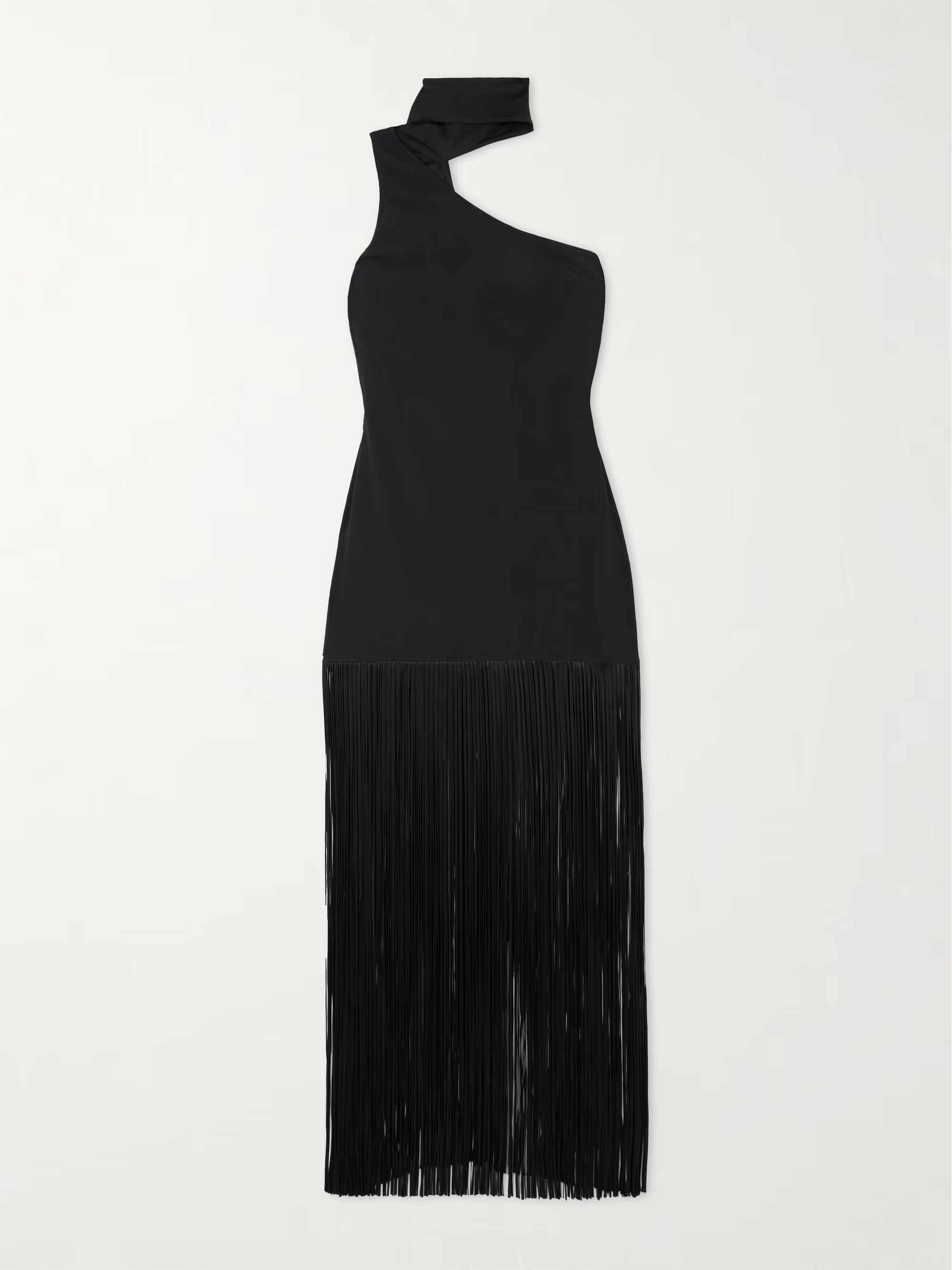 Atlanta asymmetric one-shoulder fringed crepe gown | NET-A-PORTER (US)