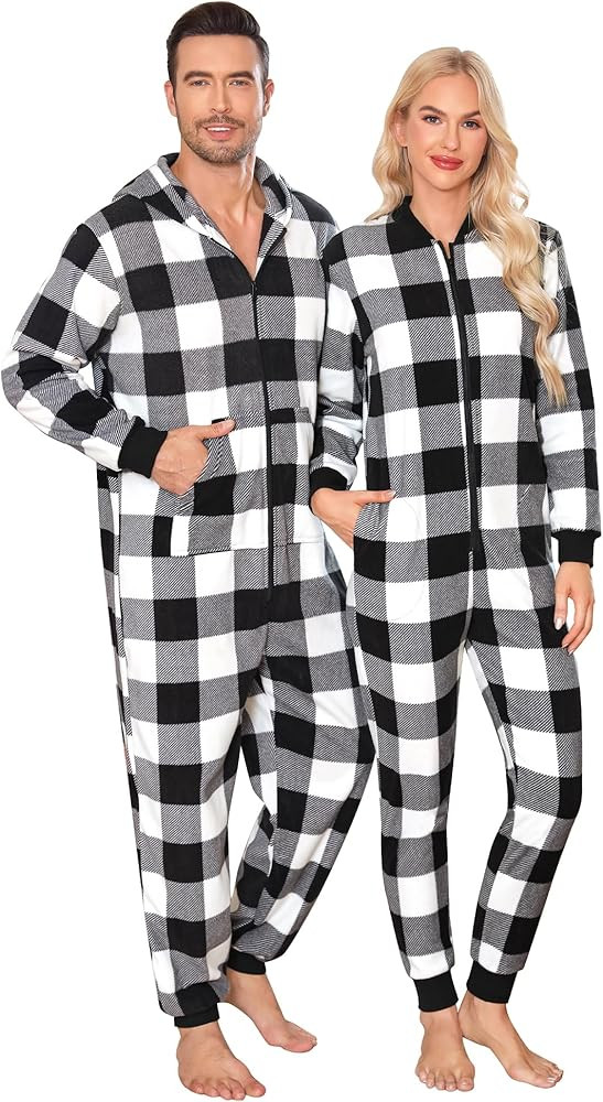 SWOMOG Family Matching Christmas Women & Men Pjs One Piece Pajamas Soft Fleece Onesie Zip-up Jump... | Amazon (CA)