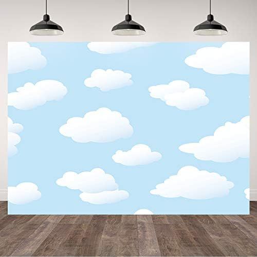 7×5ft White Clouds Blue Sky Photo Backdrop Cartoon Kids Theme Party Banner Children Newborn Baby Sho | Amazon (US)