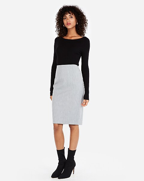 High Waisted Clean Front Pencil Skirt | Express