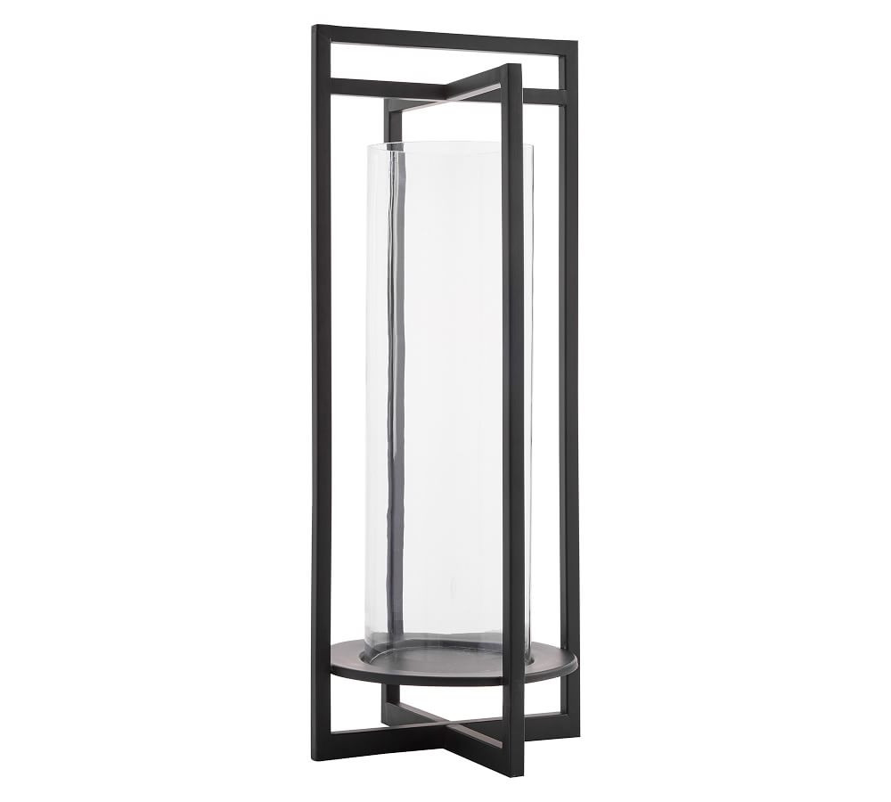 Brooks Cross Bar Steel & Glass Lanterns | Pottery Barn (US)
