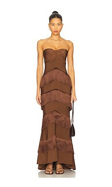 House of Harlow 1960 x REVOLVE Hera Fringe Maxi Dress in Chocolate Brown from Revolve.com | Revolve Clothing (Global)