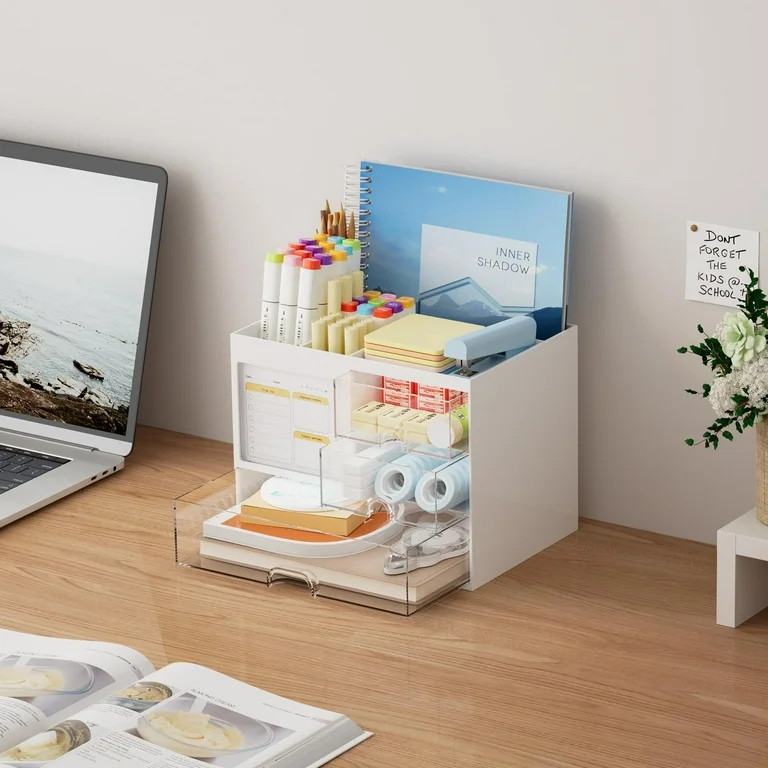 Marbrasse Desk Organizer with 3 Drawer，Desk Organizers and Accessories with 4 Compartments，Mu... | Walmart (US)