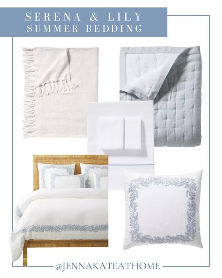 Upgrade your bedroom with the Serena and Lily summer bedding items including white and blue quilts, comforters, crisp white sheets, throw pillows, and throw blankets. Coastal style home decor.

#LTKHome #LTKFamily