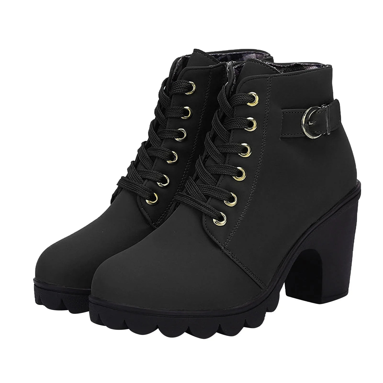 Dezsed Women's Ankle Lace-up Boots Clearance Women Boots Retro Thick Heel High Heel Shoes Boots P... | Walmart (US)