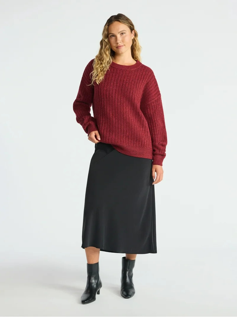 Time and Tru Women's and Women’s Plus Textured Stitch Sweater, Midweight, Sizes XS-4X - Walmart... | Walmart (US)