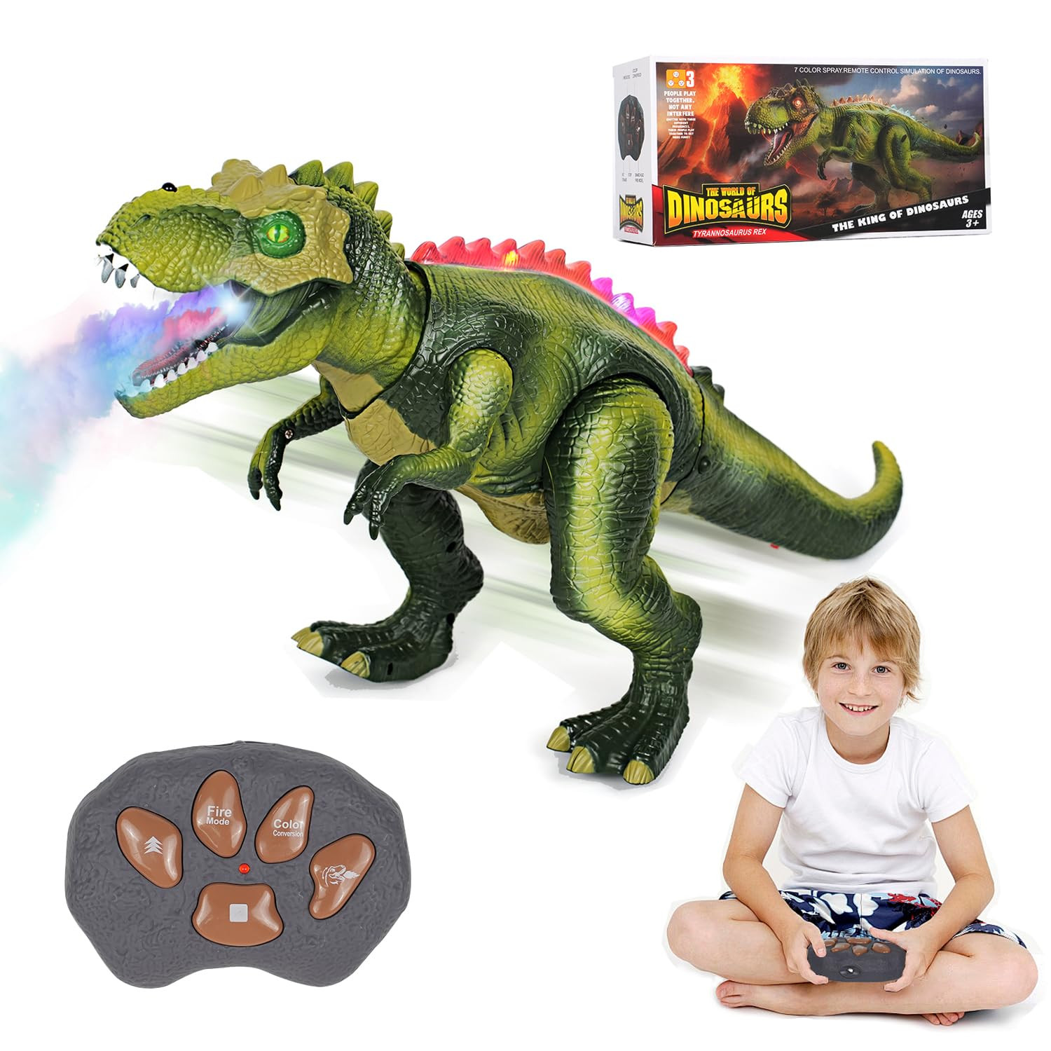 Remote Control Dinosaur Toys for Kids 3-5-7, Upgraded T Rex Dinosaur Toys with Changing Light, 7 ... | Amazon (US)