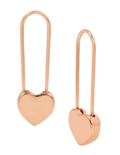 Betsey Johnson Rose Gold Heart Safety Pin Earrings | Amazon (US)