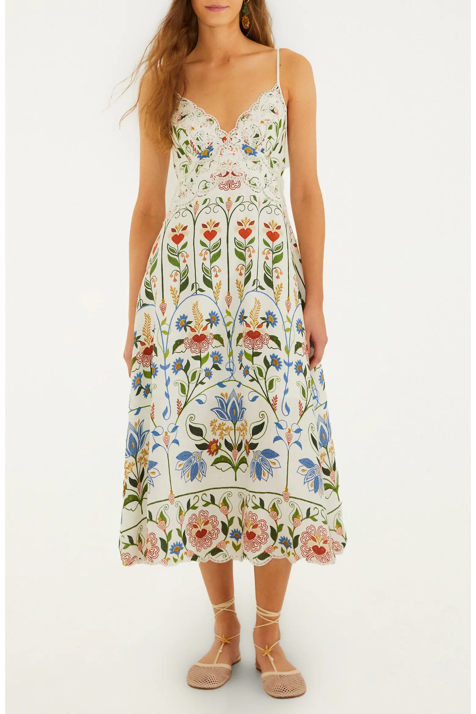Garden Embroidered Linen Midi Sundress (Women) | Nordstrom | Nordstrom