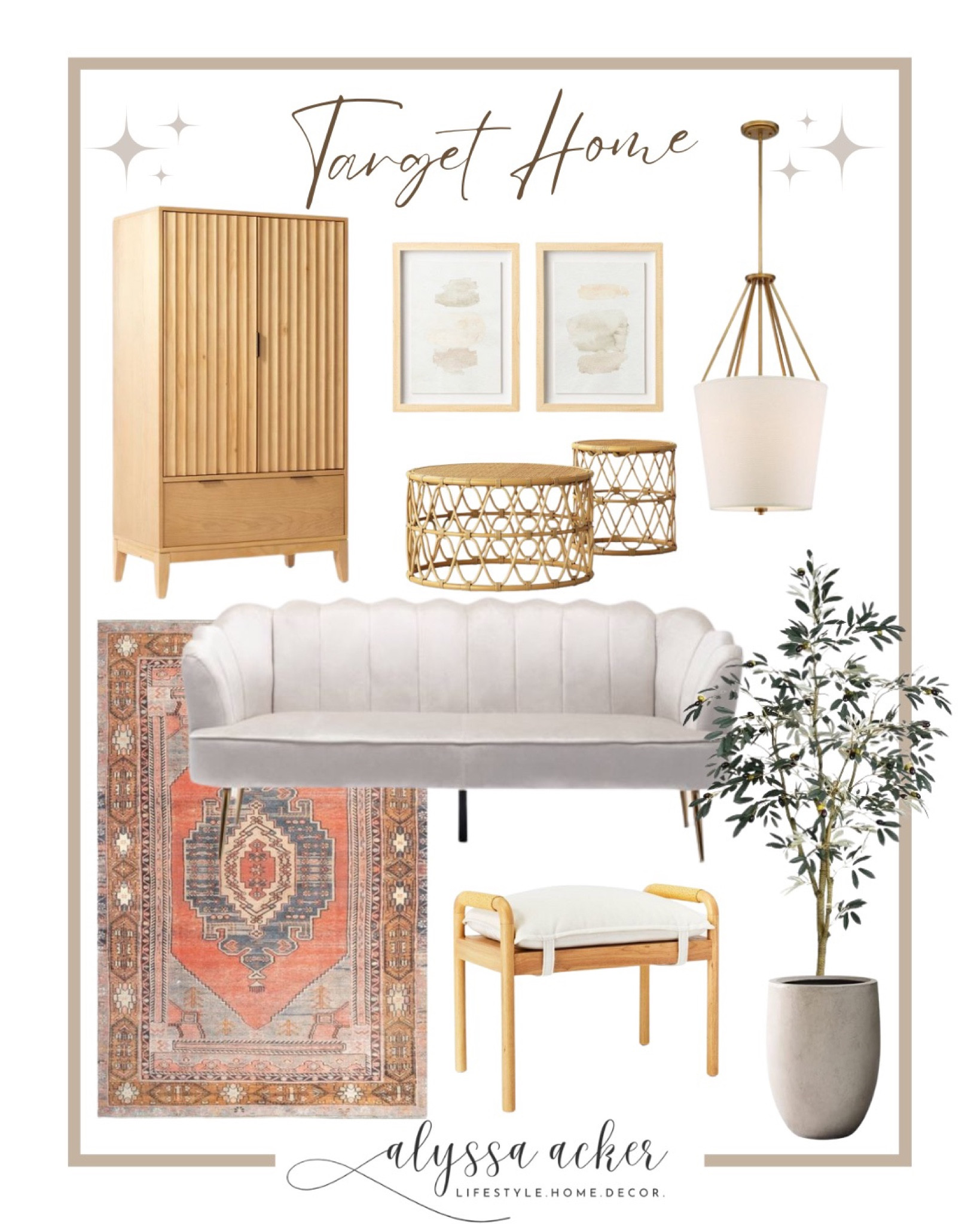 I love this girlie Boho inspired look!! Rattan accents paired with girlie velvet sofa! 

#target #nuloom #sale #rattancabinet #fauxolivetree  #homedecor #studiomcgee #threshold

#LTKstyletip #LTKhome #LTKsalealert