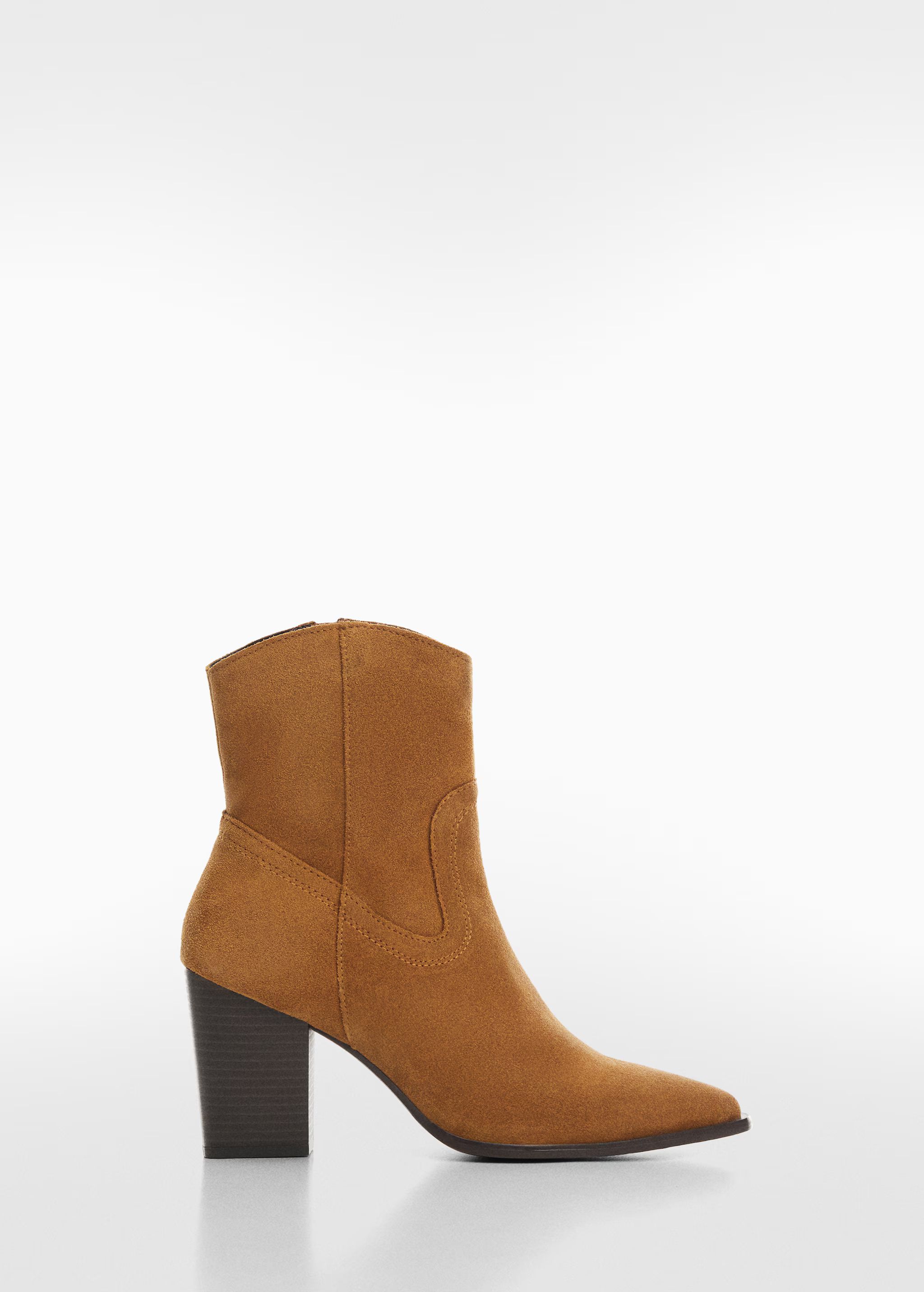 Heel suede ankle boot - Woman | MANGO United Kingdom | MANGO (UK)