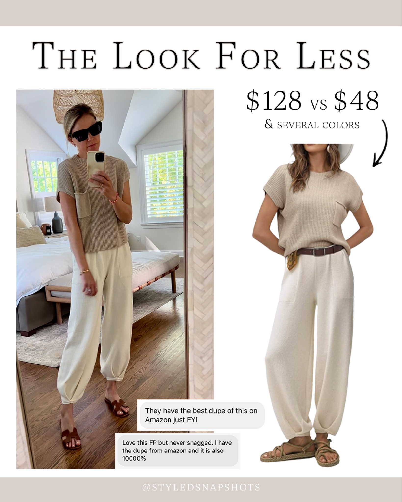 The Look For Less!! Love this FP sweater set and Amazon has an almost identical option for $48 

Travel outfit, loungewear, comfy, errands, school drop off 

#LTKstyletip #LTKunder50 #LTKtravel