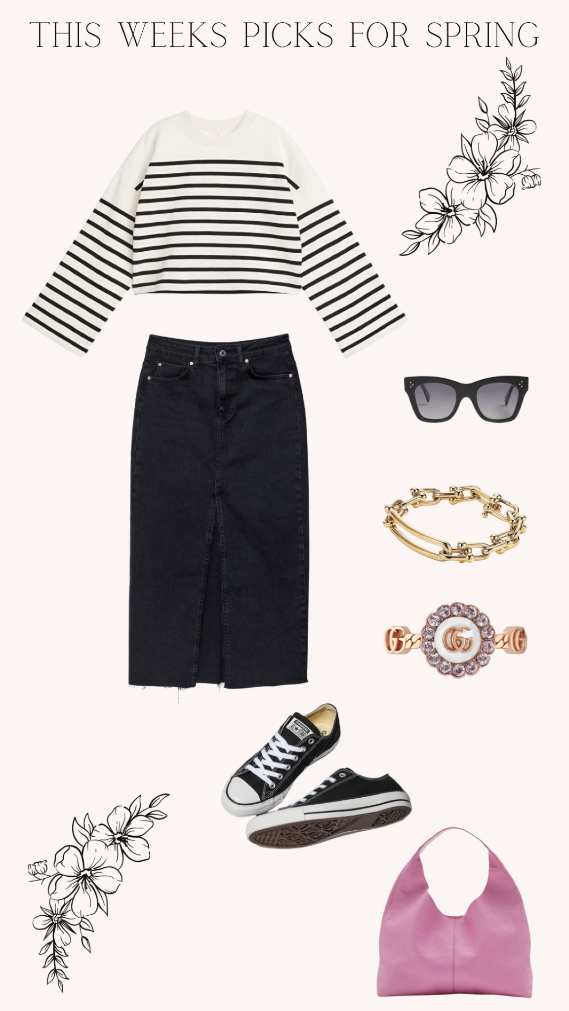 This weeks new in 🤍🤍🤍

And other stories - and other stories handbag - pink handbag - arket - arket jumper - striped jumper - striped cropped jumper - denim midi skirt - black denim midi skirt - denim skirt - black denim skirt - converse - black converse - spring outfit - spring casual outfit - spring everyday outfit - celine sunglasses - Tiffany bracelet - Gucci ring - celine - Tiffany - Gucci - spring outfit ideas - summer outfit ideas - outfit ideas - spring casual - summer casual - new in spring - new in summer 

#LTKunder50 #LTKSeasonal #LTKstyletip
