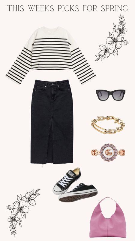 This weeks new in 🤍🤍🤍

And other stories - and other stories handbag - pink handbag - arket - arket jumper - striped jumper - striped cropped jumper - denim midi skirt - black denim midi skirt - denim skirt - black denim skirt - converse - black converse - spring outfit - spring casual outfit - spring everyday outfit - celine sunglasses - Tiffany bracelet - Gucci ring - celine - Tiffany - Gucci - spring outfit ideas - summer outfit ideas - outfit ideas - spring casual - summer casual - new in spring - new in summer 

#LTKunder50 #LTKSeasonal #LTKstyletip