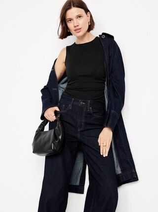 High-Neck Shirred Cropped Top | Old Navy (US)