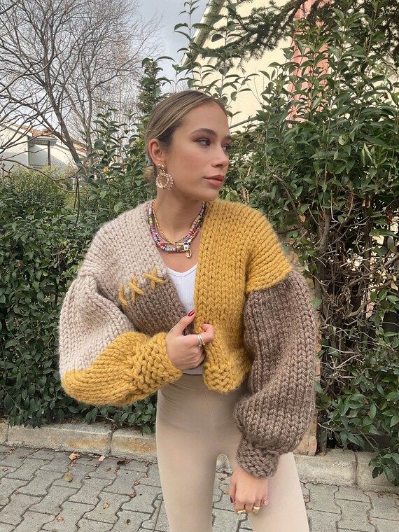 Brown Knit For Women | Chunky Knit Product | Handmade & Unique | Oversized Cardigan | Etsy (US)