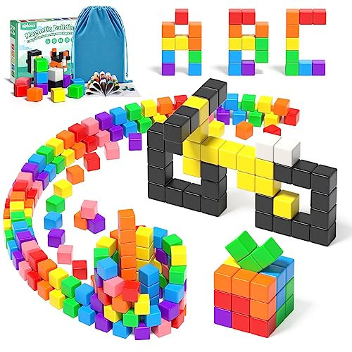 54 PCS Magnetic Blocks, Magnetic Building Blocks for Toddlers 3+, Montessori Toys, Magnetic Cubes, Preschool STEM Educational Sensory Magnet Toys for Kids Ages 3-5 Year Old Boys and Girls | Amazon (US)