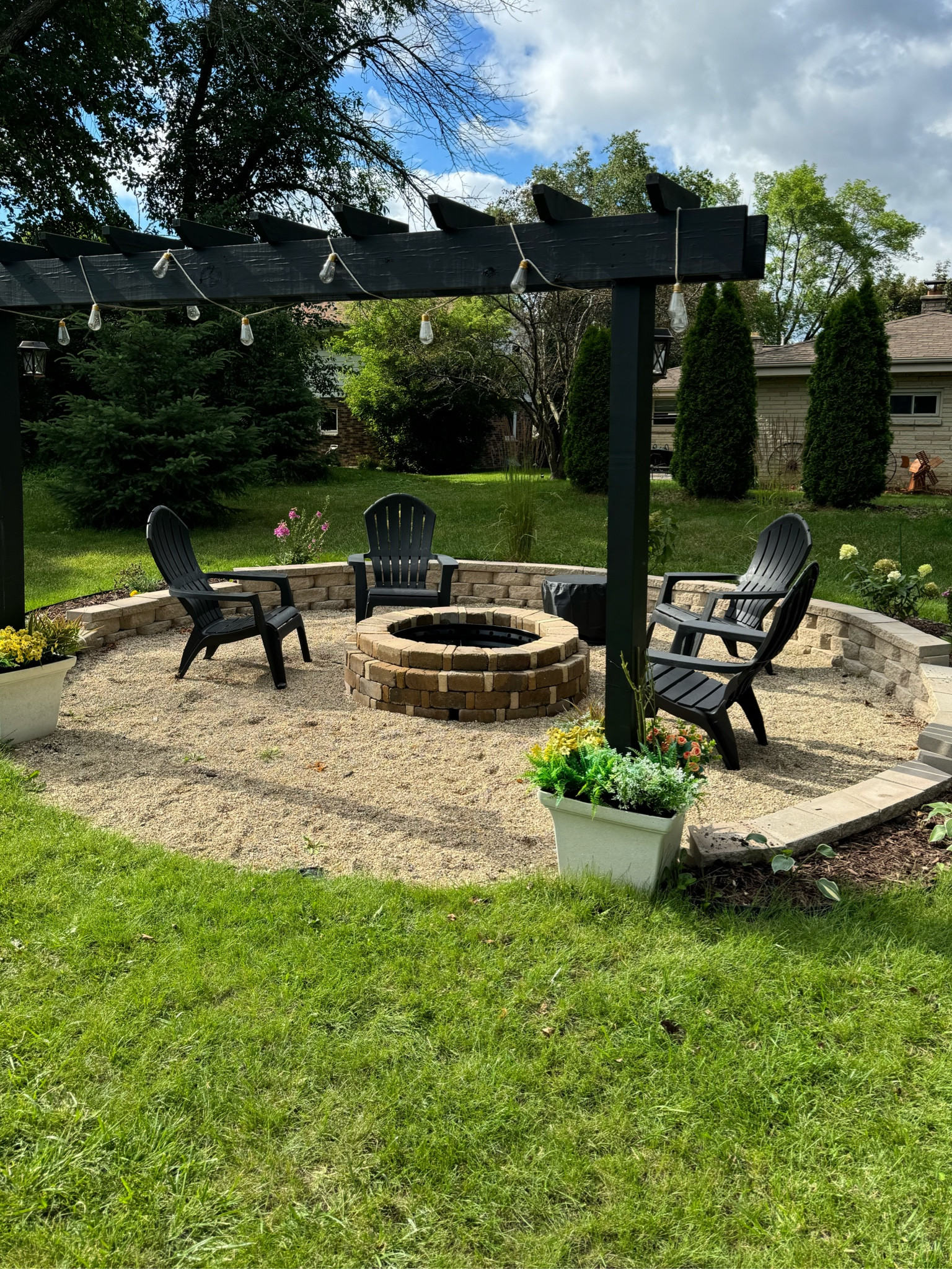 So in love with the bonfire space I made 😌🥰 

#bonfire #firepit #homeprojects #diyfirepit #summerprojects 

#LTKStyleTip #LTKSeasonal #LTKHome