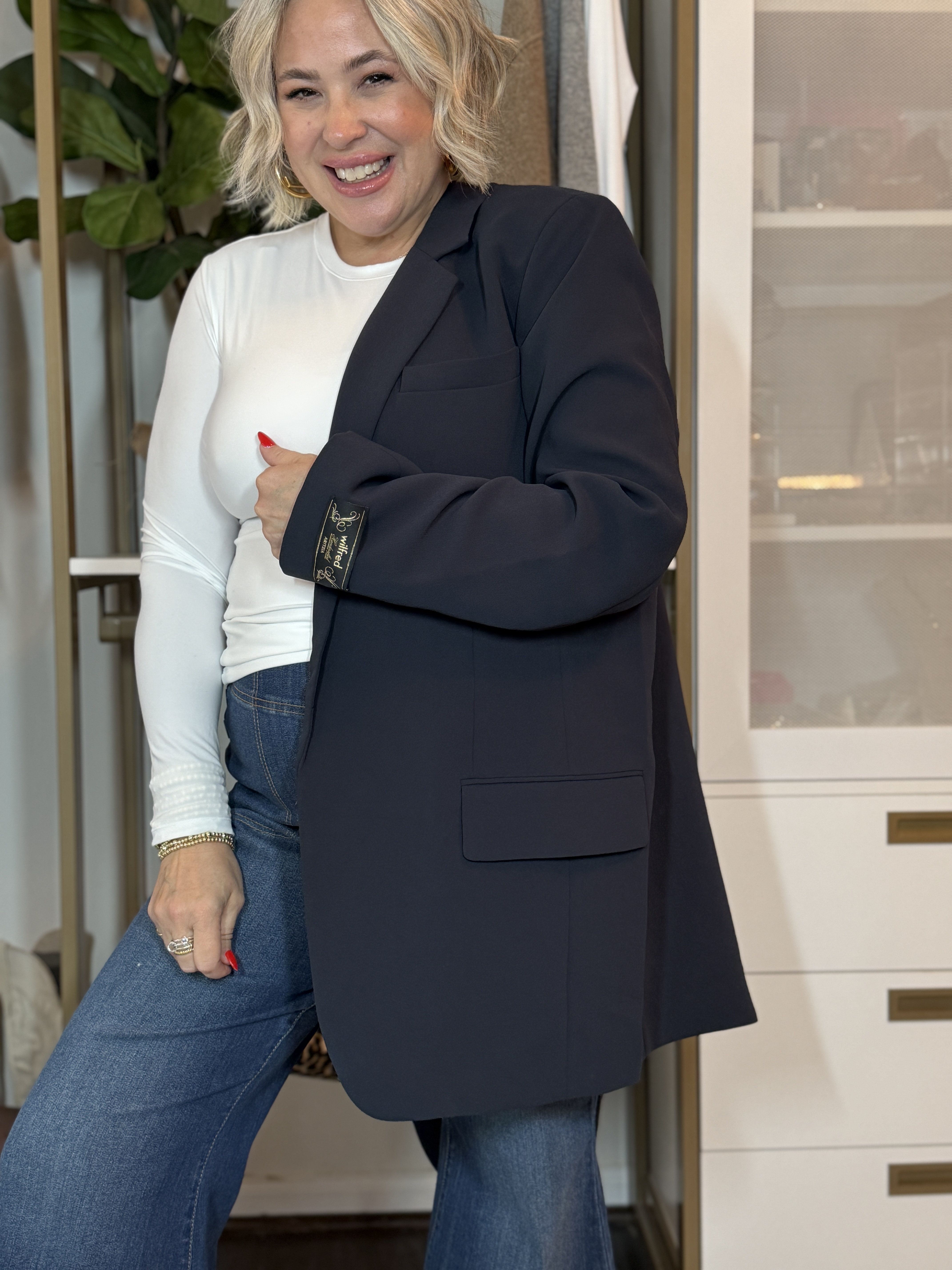 Gifts for her! Aritzia only goes on sale 1 time a year. This oversized boyfriend blazer is a must staple all year. Size large 
Chicos jeans are classic chic. Size 1 
White long sleeve top comes in so many colors from Amazon 

Classic casual outfits 
Blue blazer, holiday outfits, gifts for her 

#LTKCyberWeek #LTKGiftGuide #LTKSaleAlert