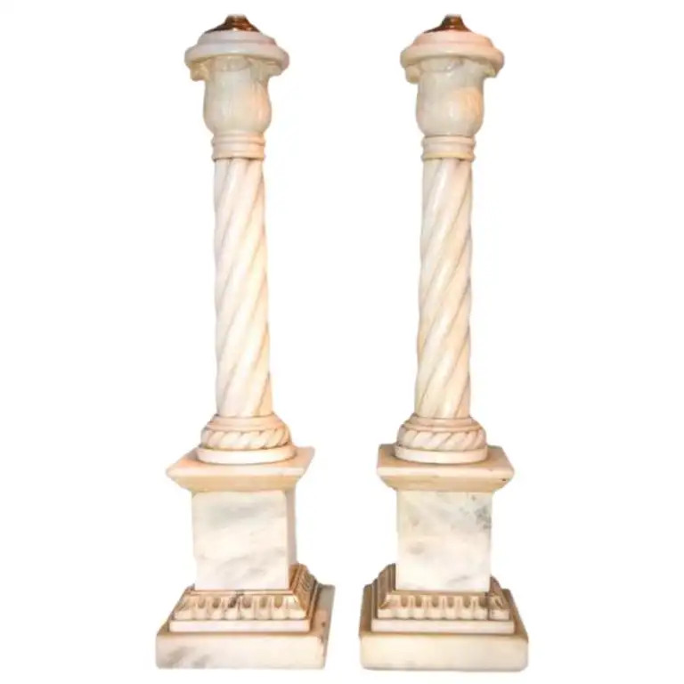 Twisted Column Alabaster Lamps | 1stDibs