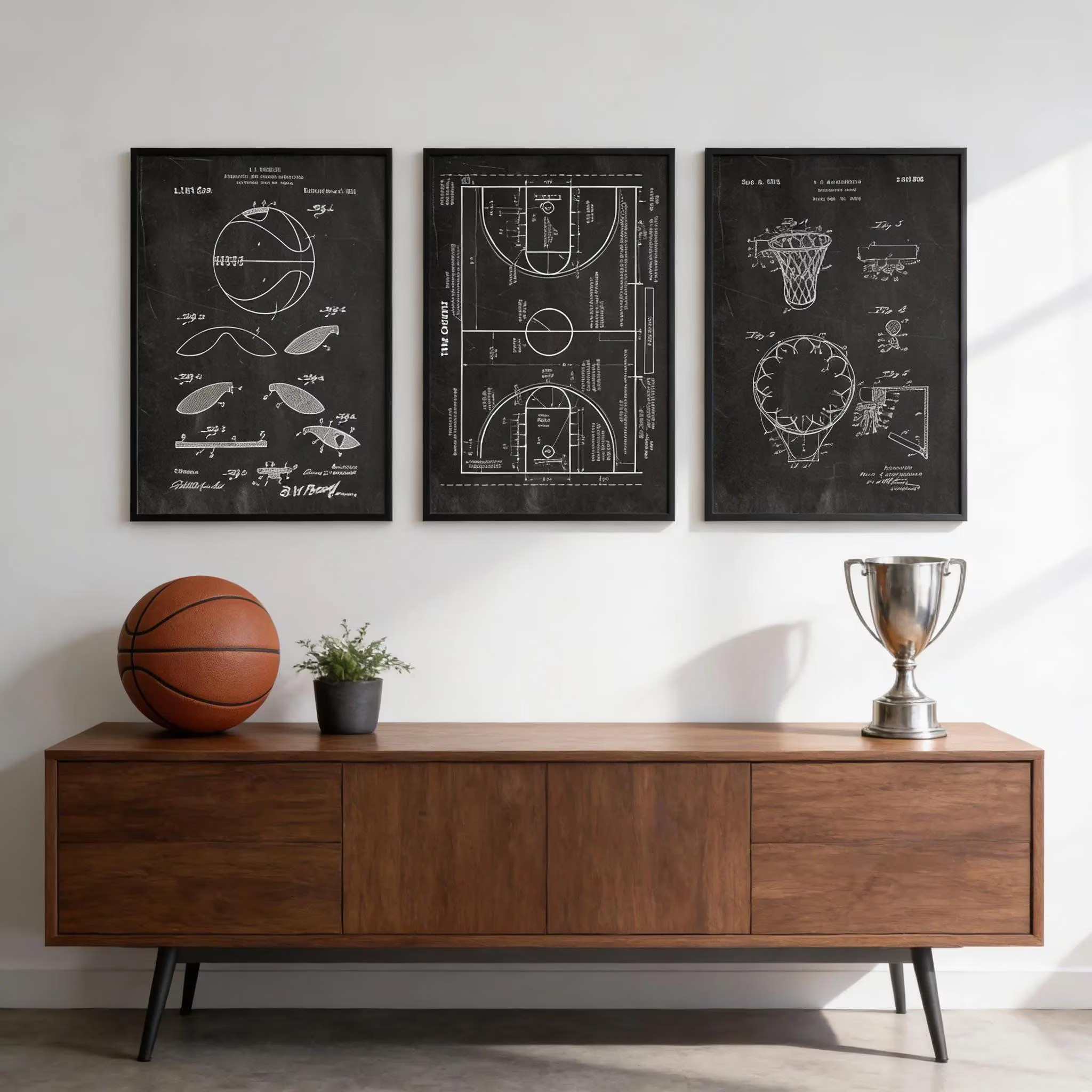Basketball patent wall art - Set of 3 blueprint Prints - game room decor | Etsy (Global)