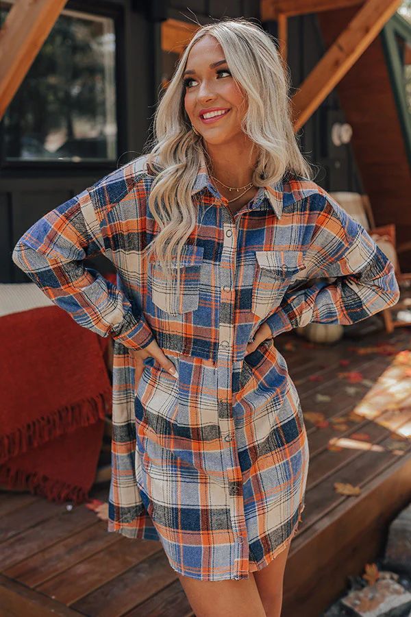 Cold Brew Babe Flannel Babydoll Dress | Impressions Online Boutique