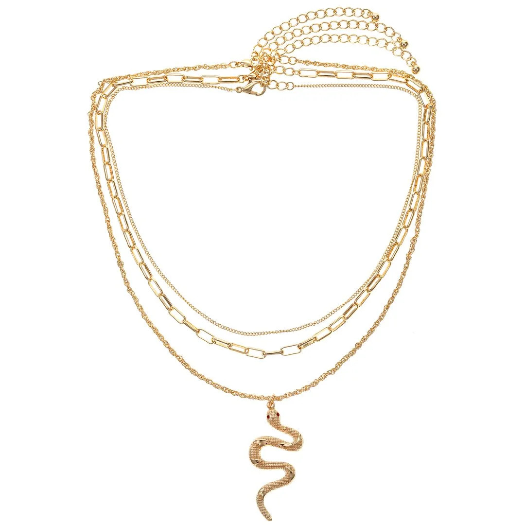 No Boundaries Necklace Trio with Snake Pendant, 3 Pieces - Walmart.com | Walmart (US)