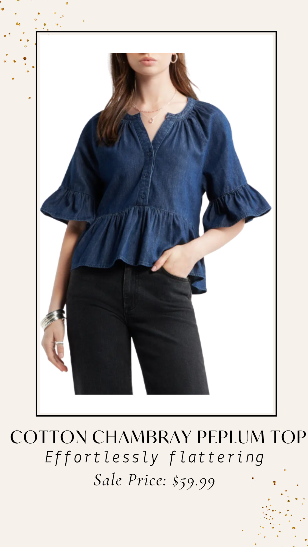 Refresh your everyday wardrobe with this Cotton Chambray Peplum Top 💙✨—featured in the Nordstrom Anniversary Sale! Crafted from soft chambray fabric with a flattering peplum silhouette, this versatile top pairs effortlessly with your favorite jeans, shorts, or trousers for an easy, polished look 💕 Whether you're heading to brunch, running errands, or meeting friends, it's a timeless piece you'll wear again and again. Grab yours before it's gone! 🛍️

#NordstromAnniversarySale #NordstromSale #ChambrayTop #PeplumTop #FashionFinds #EverydayStyle #WardrobeEssentials #OOTD #CasualChic #StyleInspo #FashionDeals #LTKFashion #LTKFinds #MustHaveFinds #BestSellers #SaleAlert #ShoppingDeals #LimitedTimeDeals #ShopTheSale #DealHunter #NordstromFinds #ClosetRefresh #TimelessStyle #EverydayFashion #EffortlessStyle 

 