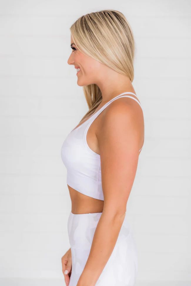 Achieving My Goal Camo Grey Sports Bra | The Pink Lily Boutique