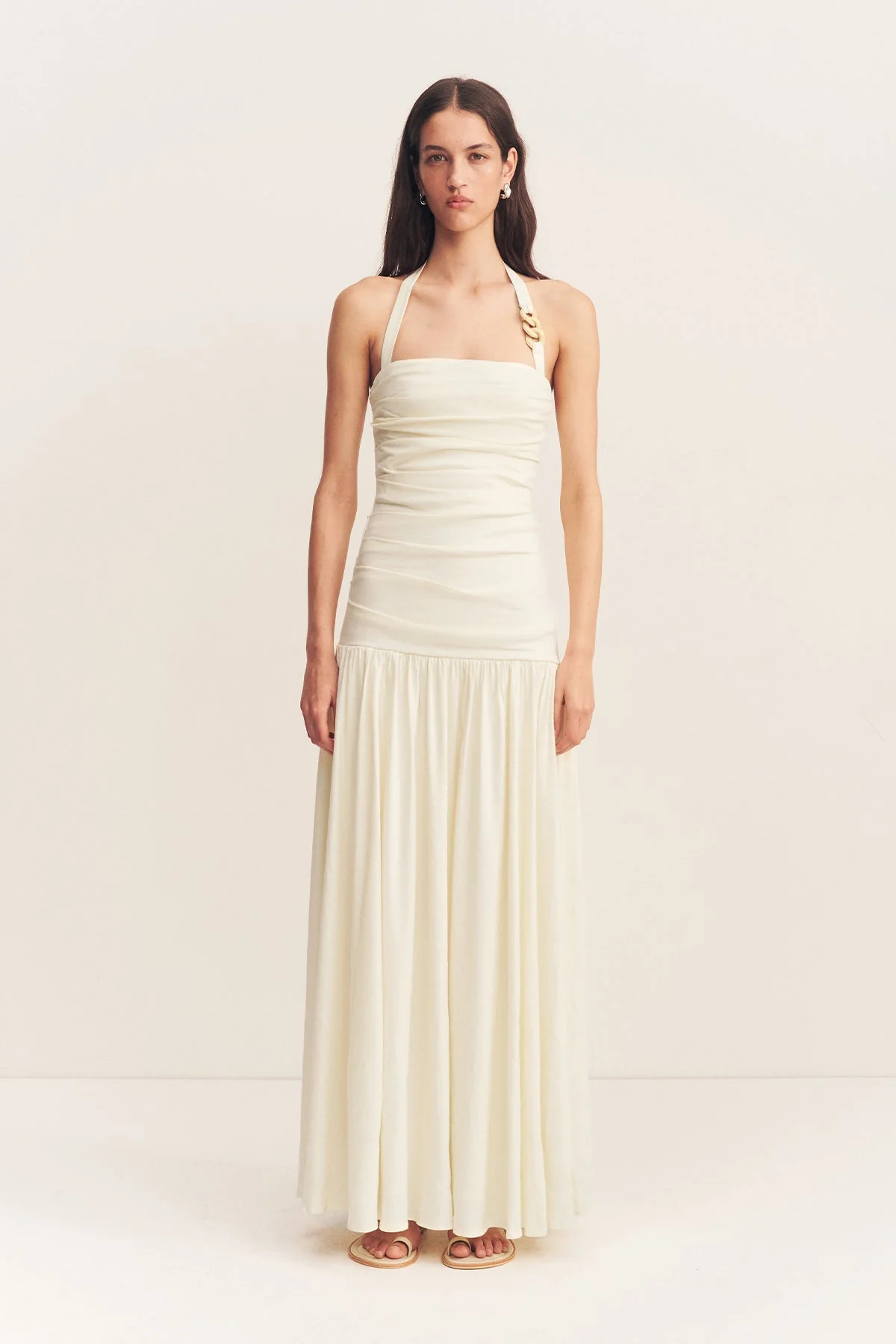Hadley Draped Halter Neck Maxi Dress | Chalk | Dresses | Shona Joy | Shona Joy
