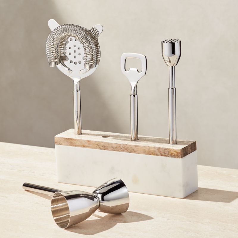 Wood and Marble Bar Tool Set + Reviews | Crate and Barrel | Crate & Barrel