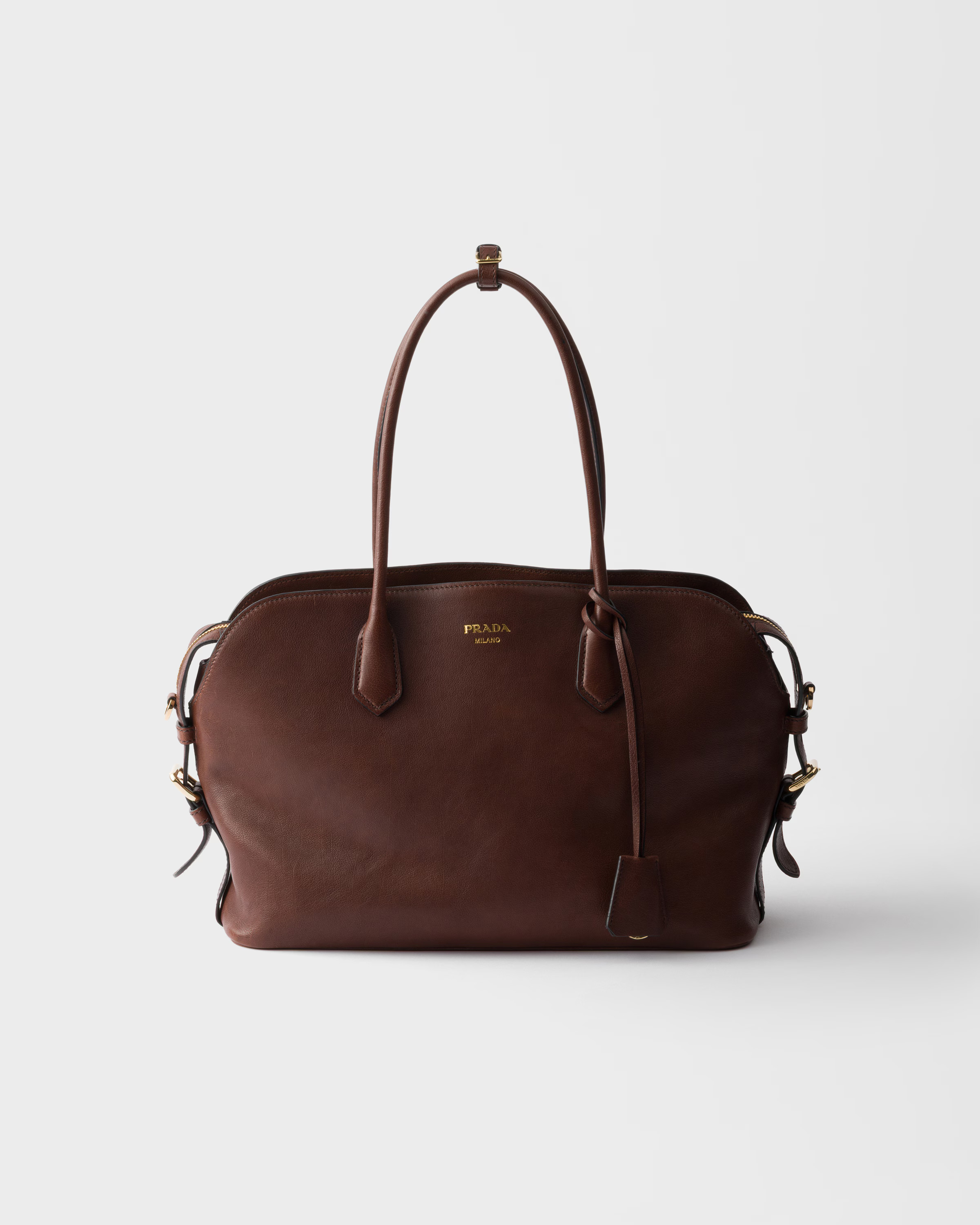 Cocoa Large Leather Tote Bag | PRADA | Prada INT