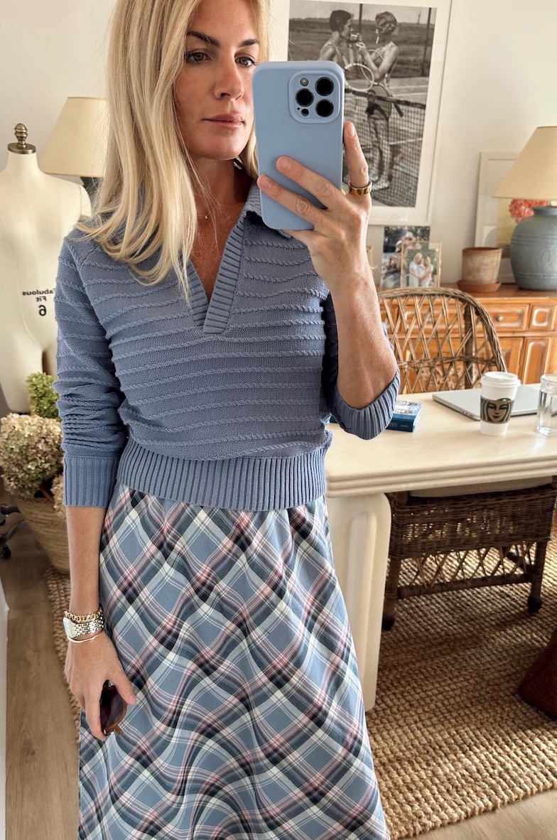 Mini Cable Polo Sweater - Indigo | Marea