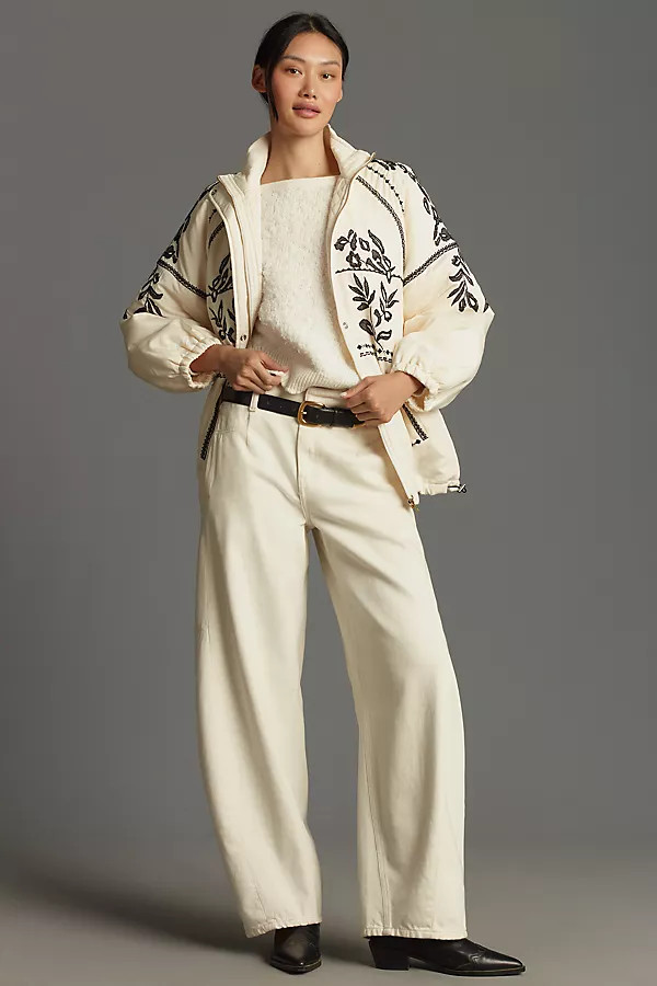 Embroidered Puffer Coat Jacket | Anthropologie (US)