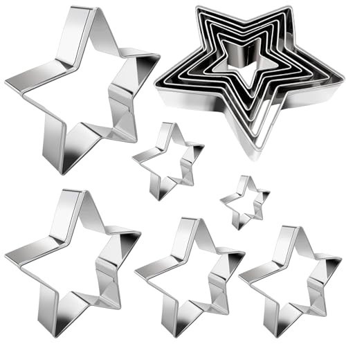 Star Cookie Cutter Set 6pcs Star Shaped Mold Metal Cookie Cutters Sandwiches Cutter Shapes Biscuit Mold for Kids Holiday Birthday Party | Amazon (US)