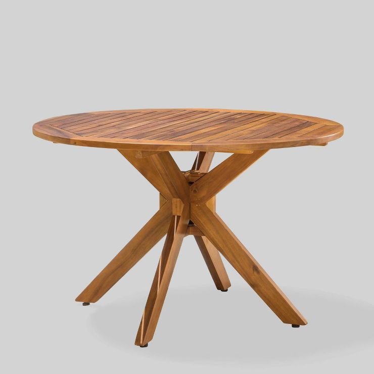 Stamford Round Acacia Wood Outdoor Patio Dining Table - Teak - Christopher Knight Home | Target