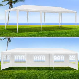 10 ft. x 30 ft. White Canopy Tent Heavy-Duty Wedding Party Tent Canopy with 8 Removable Side Wall... | The Home Depot