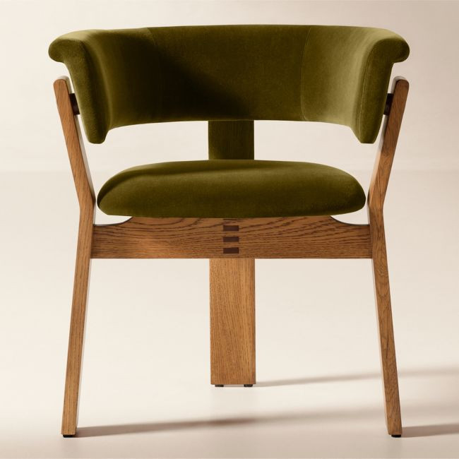 Klub Olive Green Velvet Dining Chair by Steen Østergaard | CB2