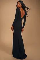 Wait For Me Black Long Sleeve Maxi Dress | Lulus (US)