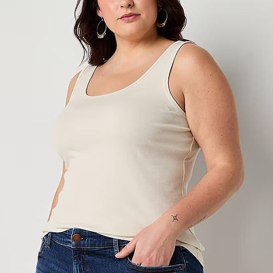 a.n.a Womens U Neck Sleeveless Plus Tank Top | JCPenney