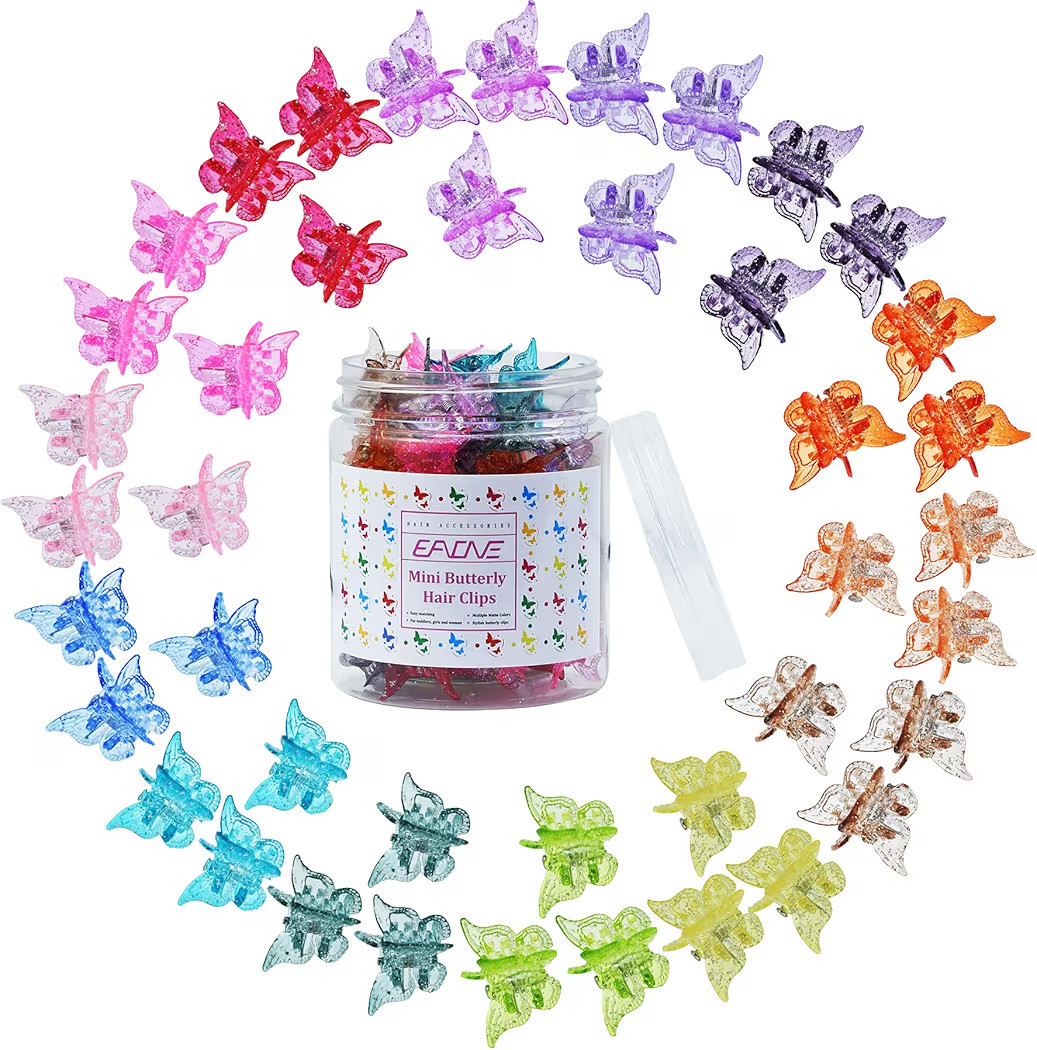 Sparkly Mini Butterfly Clips, Glitter Colorful Mini Hair Claw Clip for Girls and Women, 90s Y2K C... | Amazon (US)